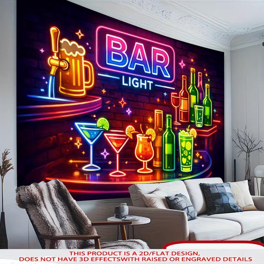 Neon Bar Birthday Photo Backdrop, for Birthday Party Photo Booth Decor