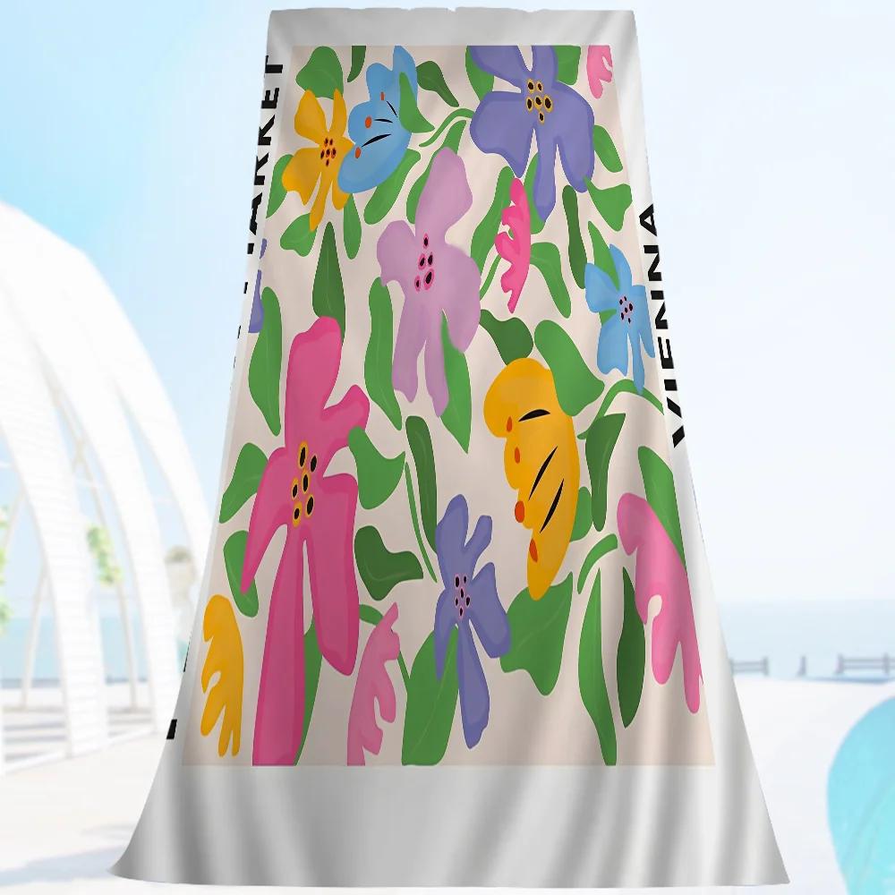 

Flower Classic Microfiber Beach Towel Absorbent Quick Dry Soft Yoga Swimming Resort Mountain Climbing Towel W40*H60(CM)