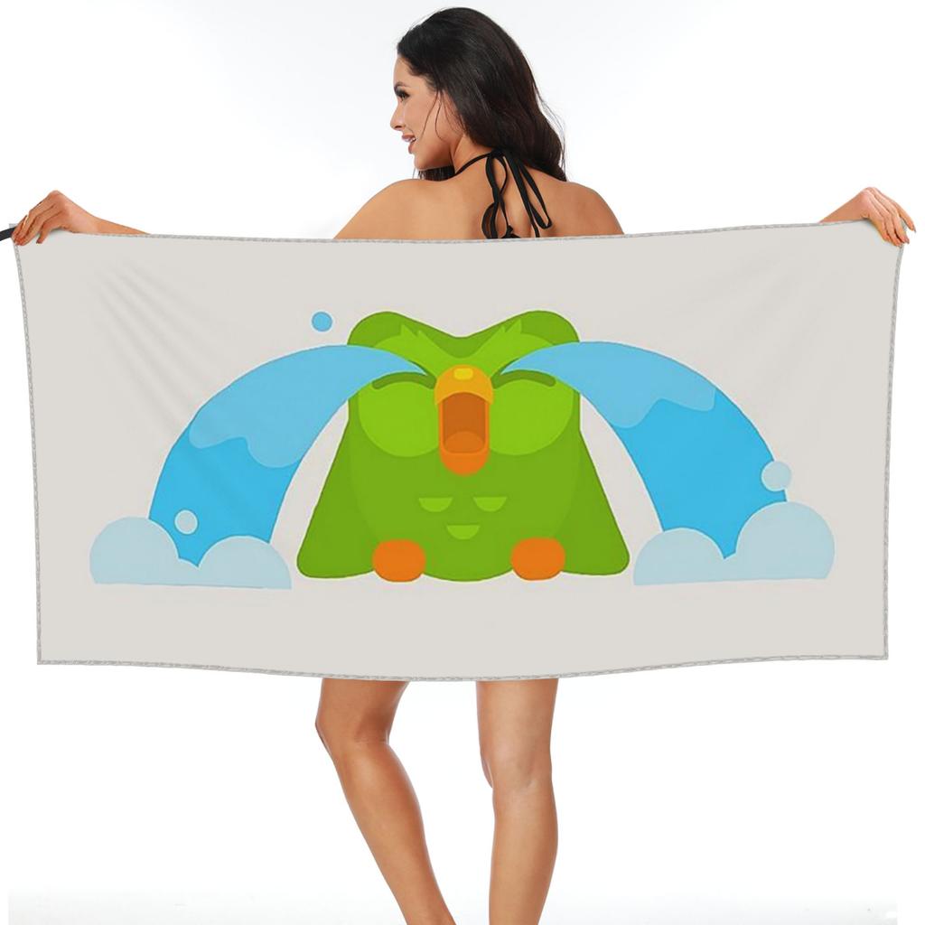 Duolingo Owl Duo Beach Towel Soft Microfiber Quick Dry Absorbent Quick Towels For Pool