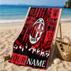 Custom Name Milan Football Personalized Microfiber Beach Towel, Quick-Dry, Ideal for Summer Travel, Beach Essential, Swimming
