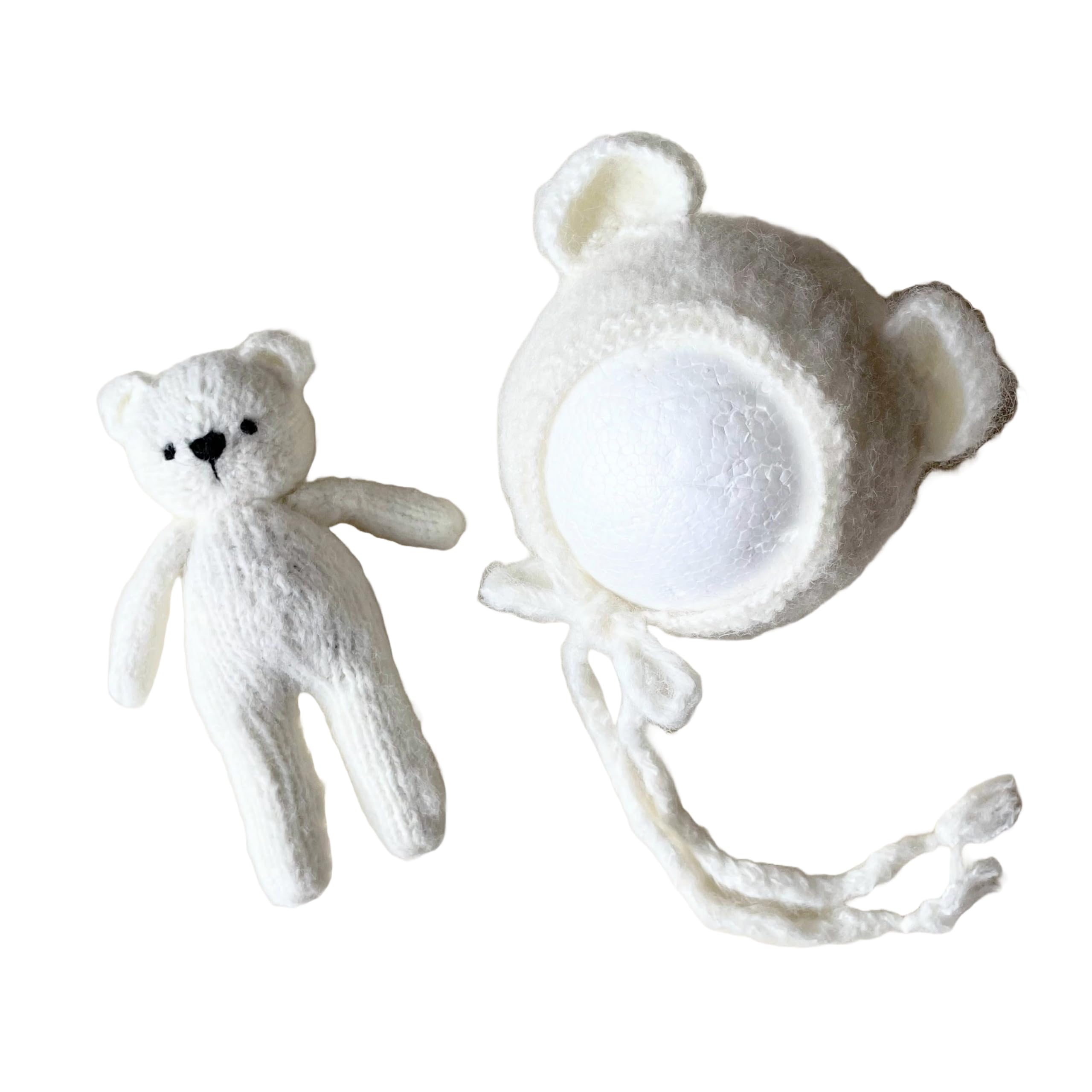 

Набор для новорожденных: фото шапочка-мишка и вязаная шерсть для новорожденных [магазин NANA s], материал, белый, серый, слоновая кость, (белый) белый