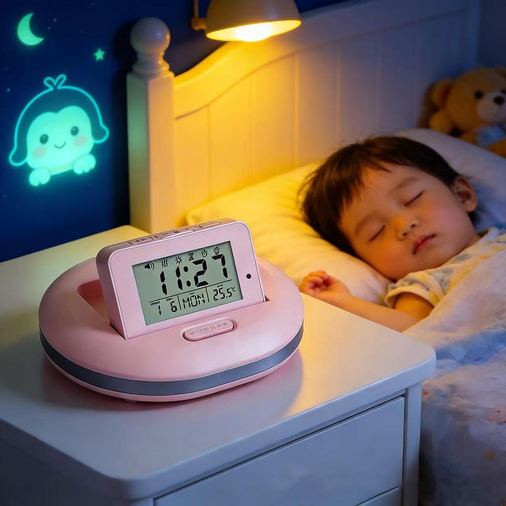 Rechargeable Jade Rabbit Music Alarm Clock and Night Light for Kids