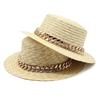 Spring And Summer Big Eaves Wheat Pole Braid Chain Flat Top Flat Edge Straw Hat Women'S Sunshade Shape Natural Grass Top Hat Tide