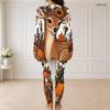 Women Plus Size Halloween Printed Two Piece Pants Set Half Zip Long Sleeve Top And Long Pants