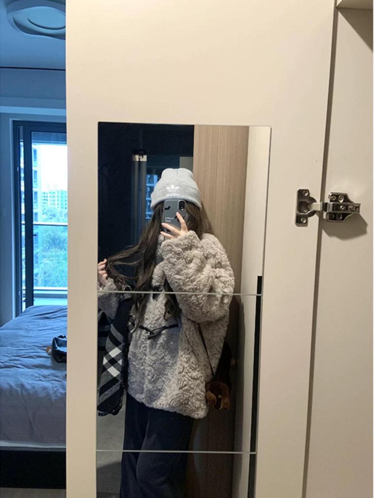 Women's Thickened Fluffy Lamb Wool Stand Collar Coat for Autumn and Winter