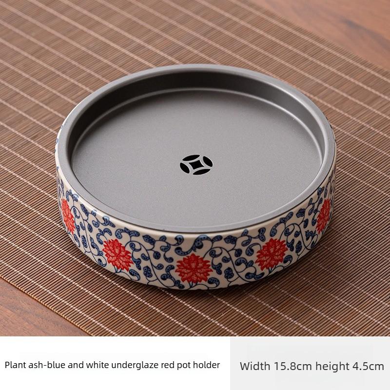 Tea Tray Ceramic Blue and White Entwined Flower Pattern Water Storage Tray Pot Construction Water Tray Dry Soaking Table