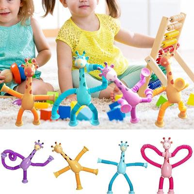Variété lumineuse girafe jouet Tube télescopique jouets éducatifs pour enfants dessin animé ventouse Interaction Parent-enfant Puzzle décompression