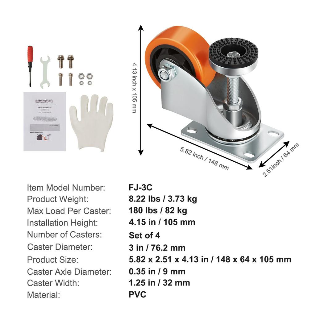

4 шт. Выравнивающие ролики с регулировкой высоты, сверхмощные поворотные универсальные колеса, подвижный верстак, инструменты для поддержки станков