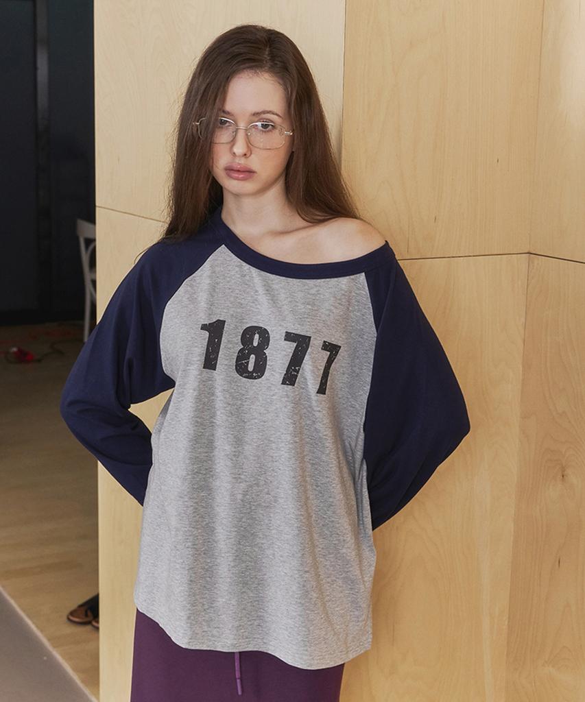 STMG 1877 Raglan One-Shoulder T-Shirt Gray/Navy