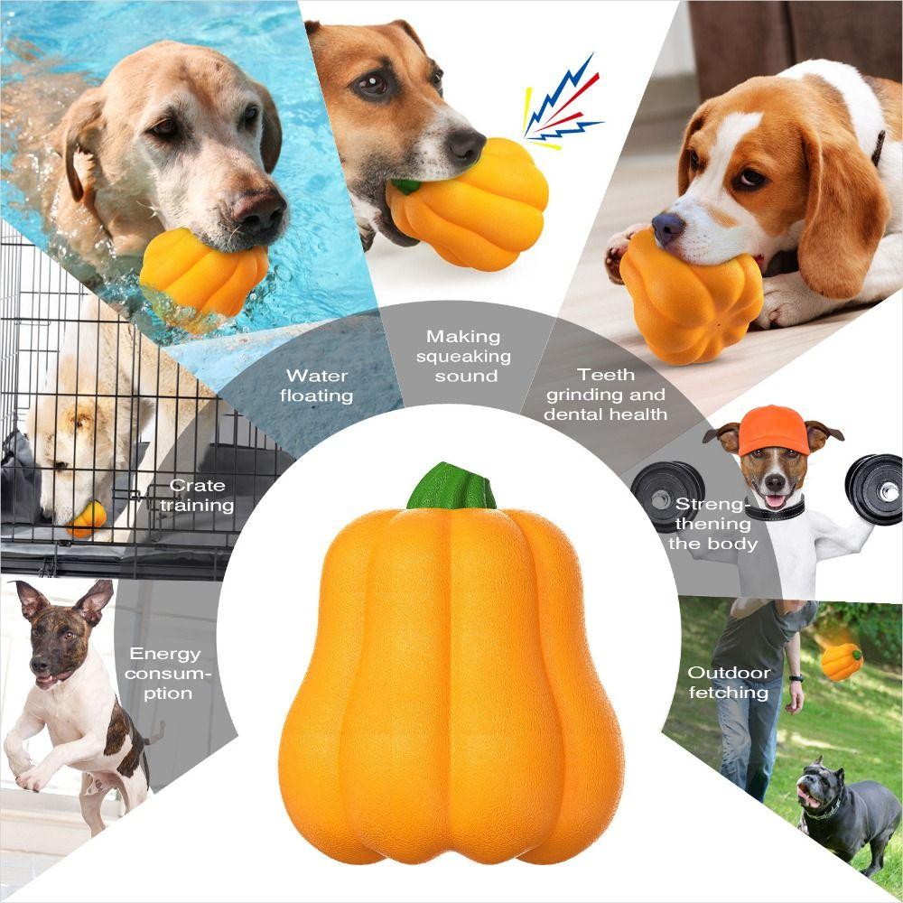 TPR Dog Pumpkins Ball Toy Bite Resistant Dog Chew Toys Funny Halloween Pumpkin Dog Toy  Halloween