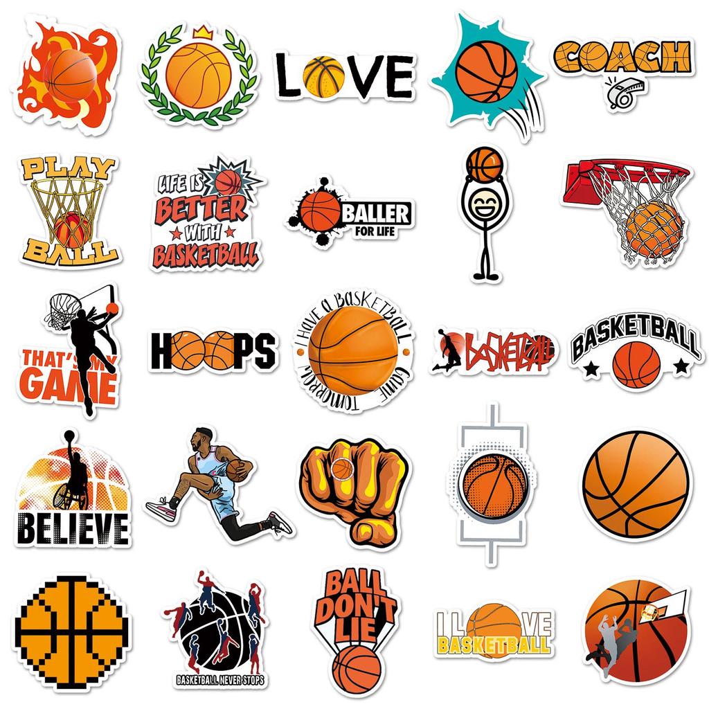 50 Basketball Waterproof Stickers for Notebooks, Planners, Luggage