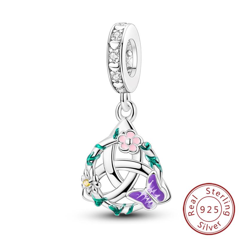 Spring Charms Beads Pendant Copper Flower Butterfly Dragonfly Mushroom Charms Fit Bracelet Woman Man Diy Jewelry