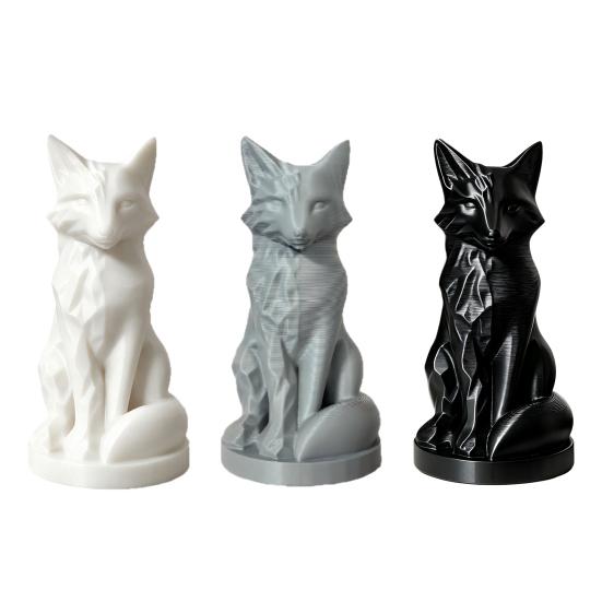 Geometric Faceted Fox Figurine, 3D Printed Sitting Fox Statue, Modern Art Fox Sculpture, Collectable Desktop Ornament for Home Table Shelf Decor