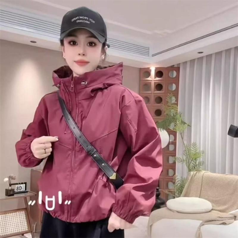 Fashion Hooded Short Jacket Women Streetwear Double Zipper Coat Casual Top Loose Outerwear Students Jackets Spring Autumn