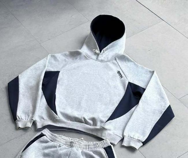 Y2K Color Block Embroidered Hoodie & Casual Sports Pants Set for Women