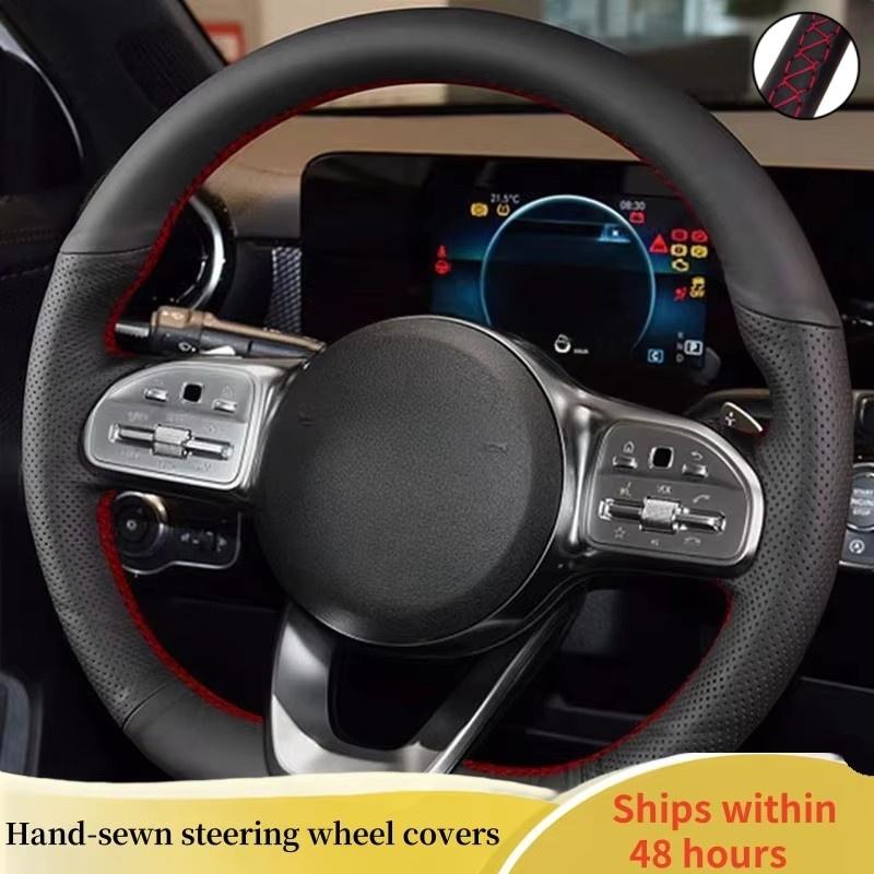 Car Steering Wheel Cover Microfiber Leather For Mercedes Benz W177 W247 W205 C118 2018- Car Interior Car Styling