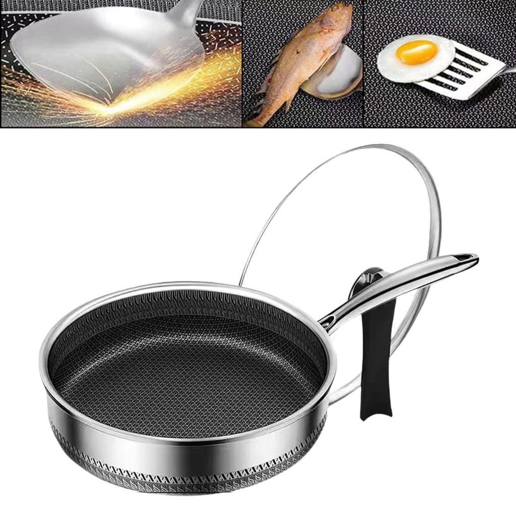 Frying Pan with Cover, Induction-Compatible Wok for Kitchen Use