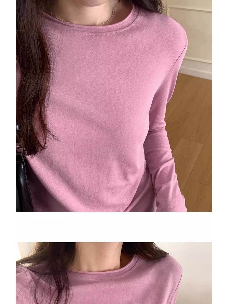 2025 New Slimming Round Neck Long-Sleeve Top for Women