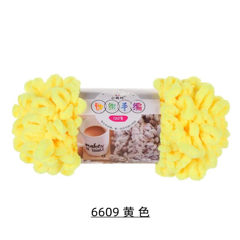 5 Stück 100g/Rolle Flauschiges Fingerloop-Garn Ohne Nadeln Polyester Dickes Riesen-Chenille-Garn für Handgestrickte Decken Schals