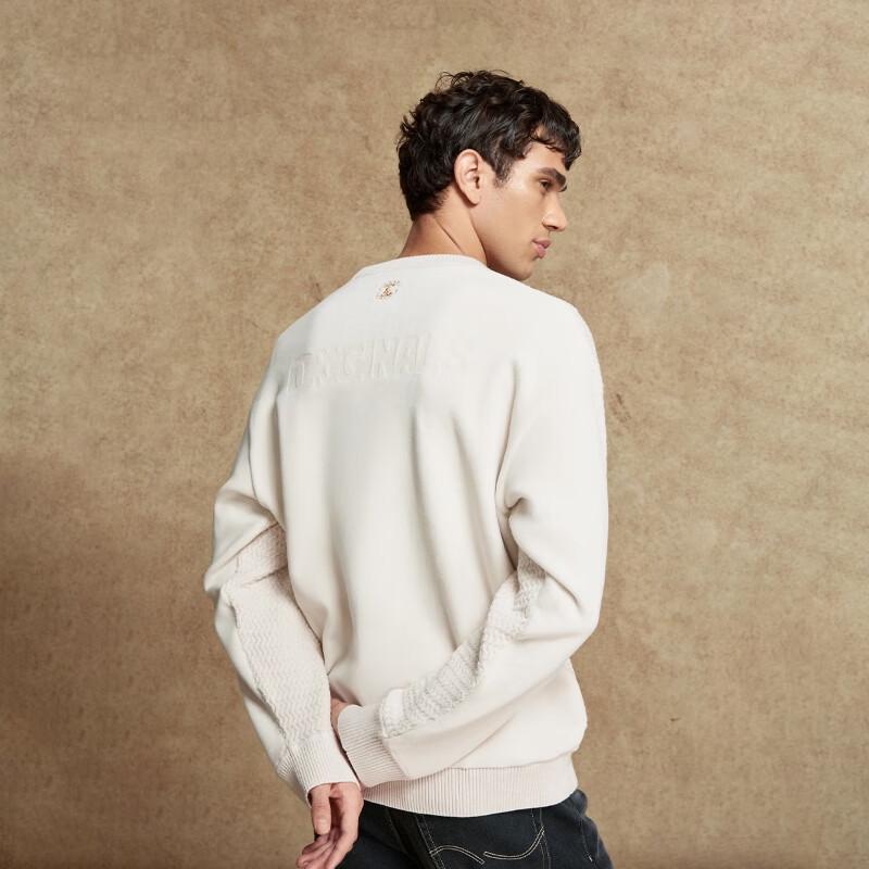 JACK&JONES Men's Embroidered Loose Fit Crew Neck Sweater