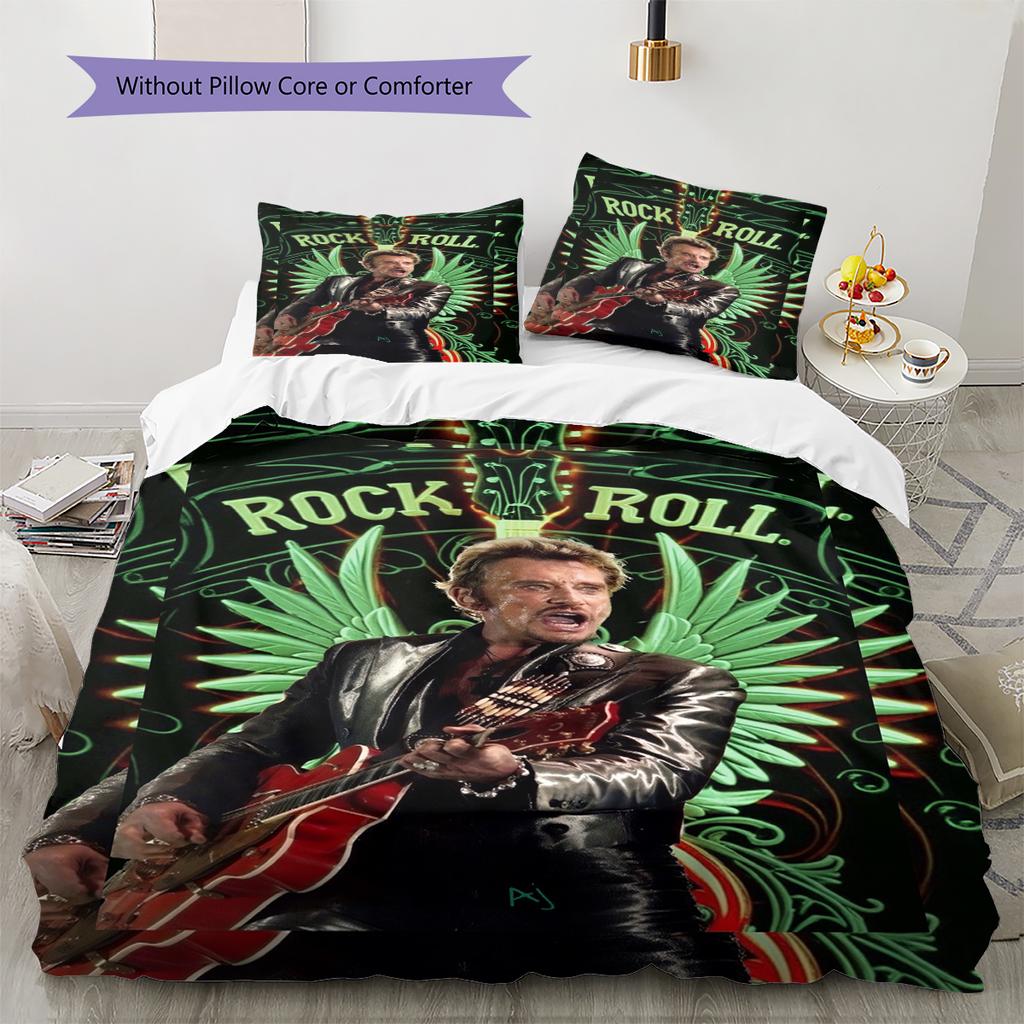 1PC Johnny Hallyday pattern Bedding Quilt Set Quilt Cover Pillowcase Home Decoration Birthday Gift (1 * duvet cover + 19 * pillowcase, without core)