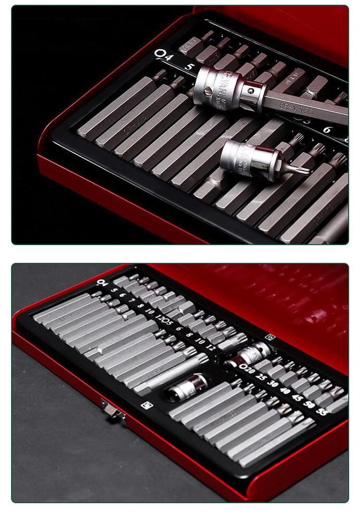 40-Piece Hex, Spline, and Twelve-Point Star Bit Wrench Set
