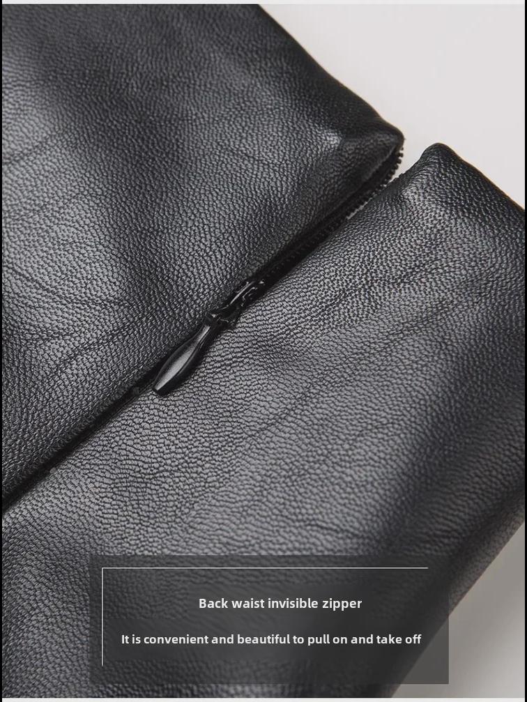 Schlanke PU-Ledershorts mit hoher Taille für Damen - Koreanische A-Linien-Stiefelhose mit weitem Bein im Herbst/Winter 2025