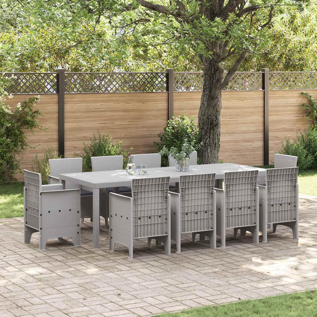 Garden Dining Set 11 pcs Light Gray Polypropylene