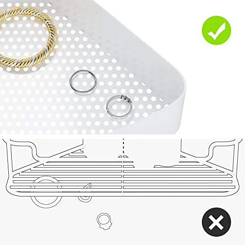 Orimade Magnetic Bathroom Corner Rack with 4 Hooks, White, Approx. W34 X D23 X H8cm, Bathroom Rack, Bath Toy Storage, Shower Hooks, Two-Tier Drainer