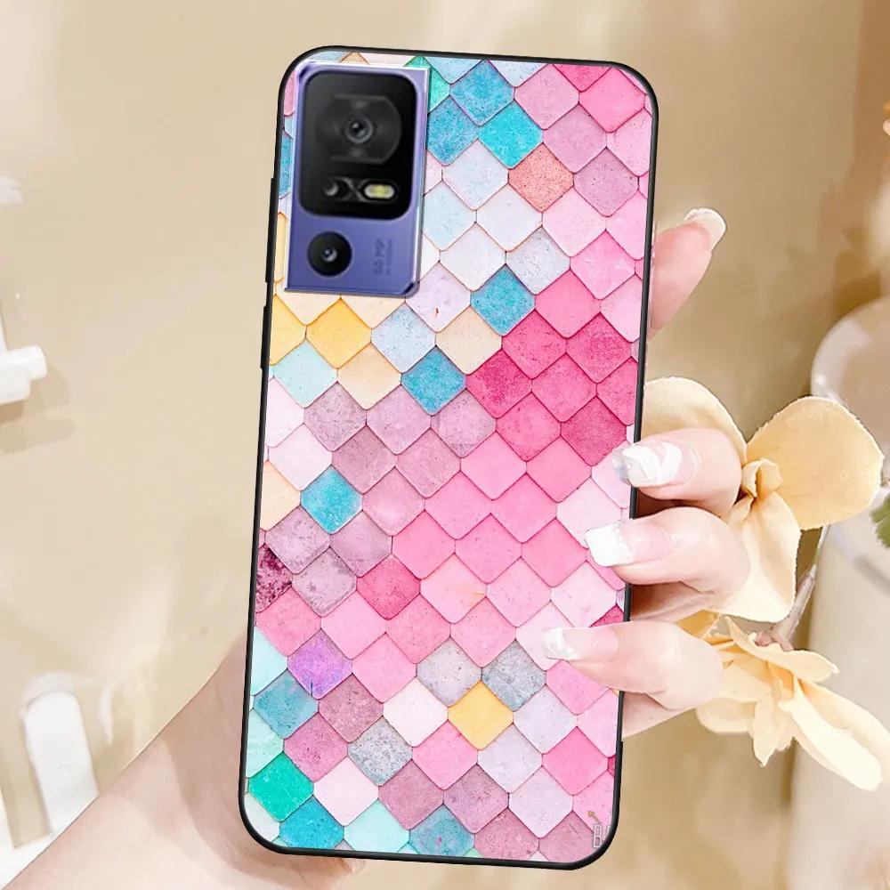 Case For TCL 40 SE Coque TPU Soft Silicone Fashion Phone Funda For TCL 40 SE Back Cover Floral Case Luxury Capa Marble Bumper