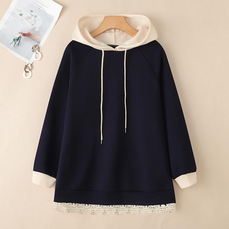 

ZANZEA Жіночі худі повсякденні з довгим рукавом осінні пуловери світшоти 3XL темно-синього кольору