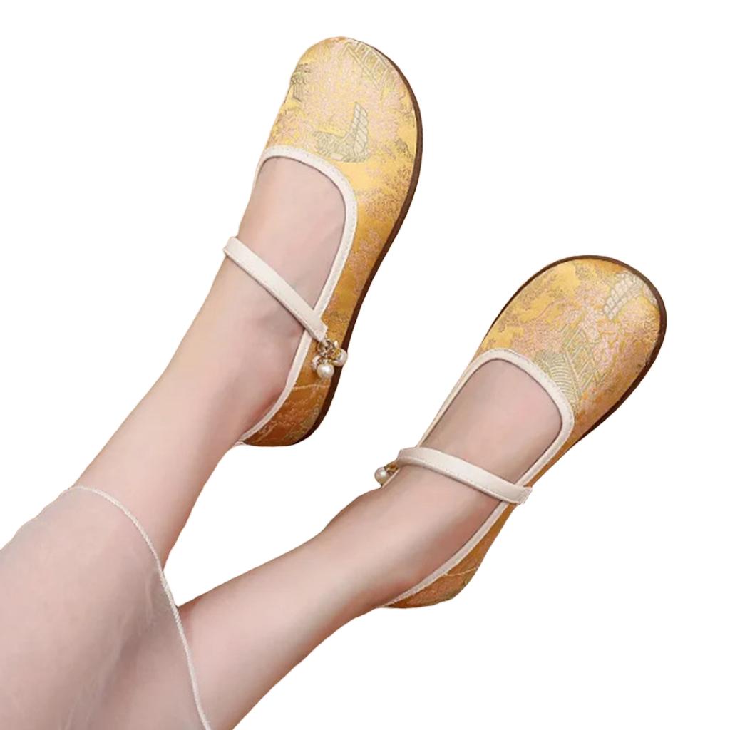 Women Flat Mary Jane Shoes Summer Traditional Style Comfortable Slip-On Casual Loafers with Adjustable Strap Suitable for Daily Wear