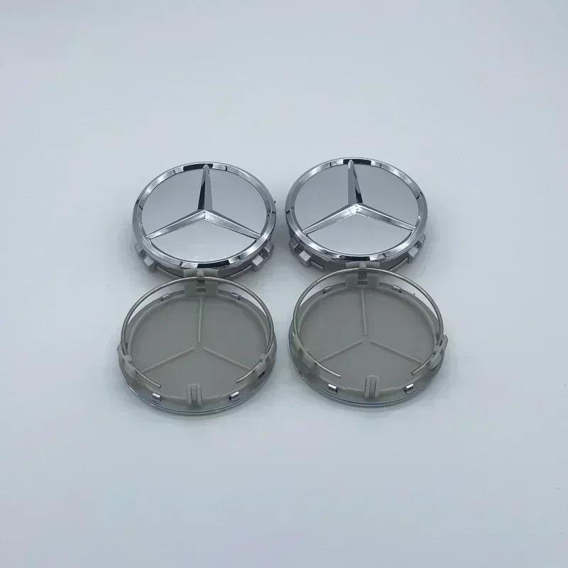 4Pcs 75MM/60MM Car Tire Wheel Center Hub Cap Covers For Mercedes Benz Badge Emblem Rim Cover Auto Style Decorate Accessories