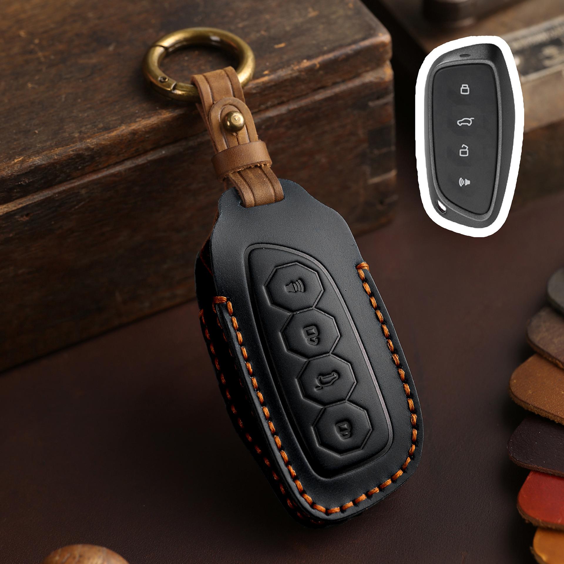 

Подходит для комплекта ключей Haval второго поколения Big Dog 23 божественных зверя 2023 Harvard Kugou car Xiaolong max пряжка-ракушка натуральная кожа чёрный