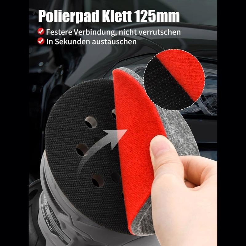 Polishing Attachment 5Inch 125mm Felt Polishing Pad With Adhesive Backing For Random Orbital Sanders
