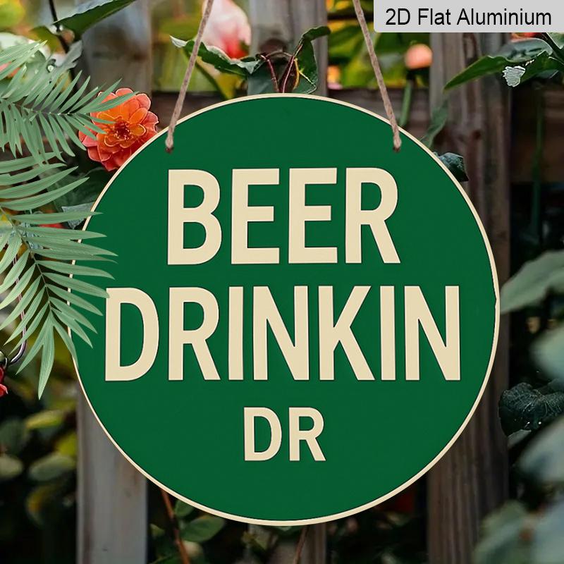2D Flat 1pc, 8x8 in, Beer Drinking Logo Aluminum Metal Decorative Signs & Plaques Printed Sign, Unique, Durable, Easy To Hang Metal Decoration
