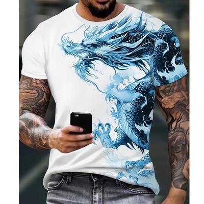 Nowy Letni Męski T-shirt Modny T-shirt Męski z Nadrukiem Smoka
