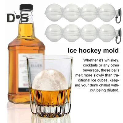 Eiskugelmacher, runde Eiswürfelform mit 4 Löchern, leicht zu befüllen und freizugeben, Eiskugelmacher mit Silikonabdeckung für Whisky-Cocktails