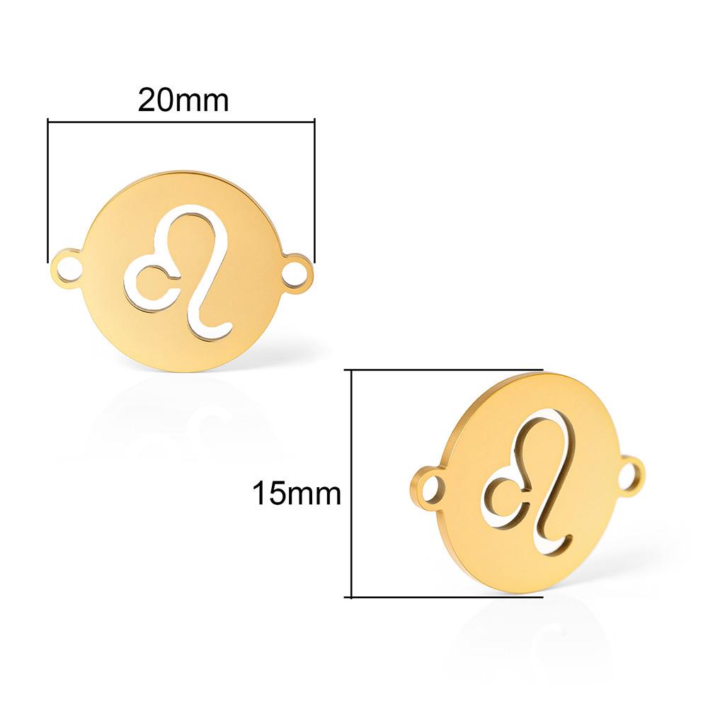 5pcs/lot 316 Stainless Steel Gold Plated 12 zodiac signs Small Charms Connector Pendant For Necklace DIY Jewelry Making