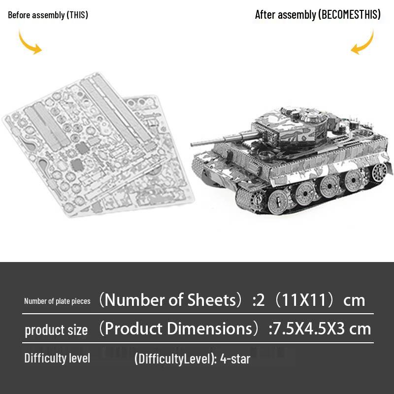 

3D Пазл из нержавеющей стали «Тигр» - Сборная модель без клея