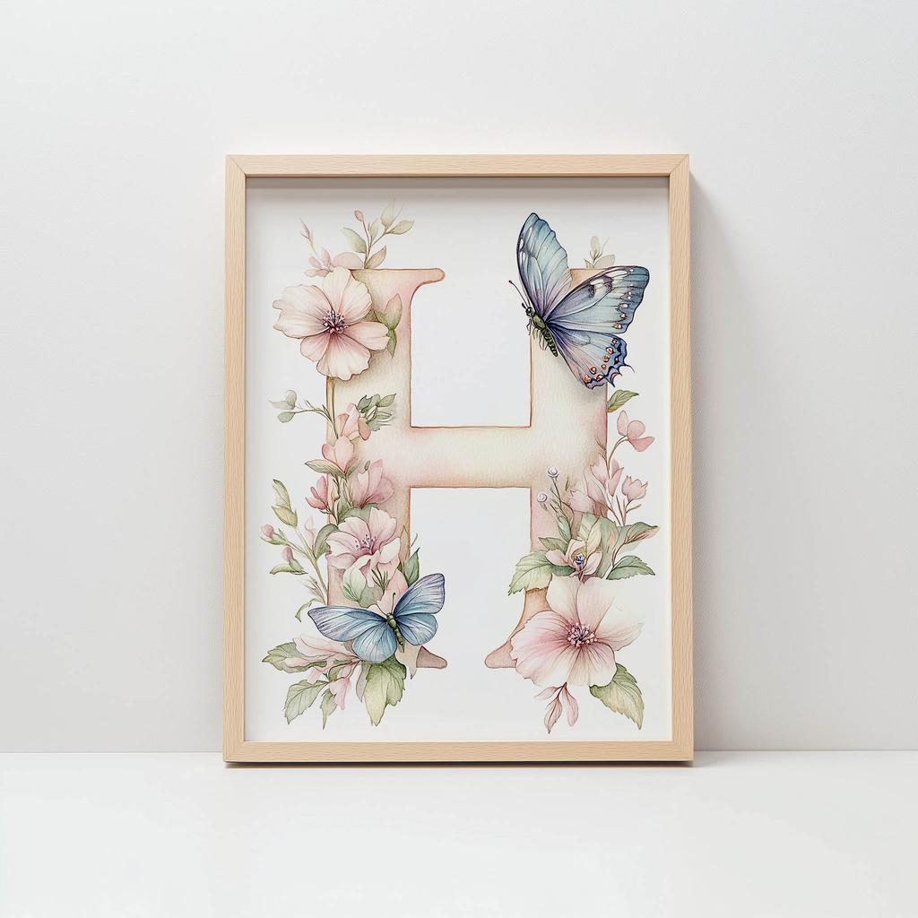 H Jak Harmonia - Plakat Kwiatowy Dla Dzieci H Jak Harmonia - Plakat Kwiatowy Dla Dzieci, 50X70 Cm, Rama Drewniana Ciemny Brąz, Papier Matowy 230 Gsm