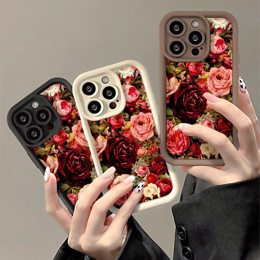 Flower Phone Case For iPhone 11 15 16 Pro Max 13 14 12 XS X XR 7 8 Plus SE 16promax Liquid Silicone Shockproof Soft Funda Cover