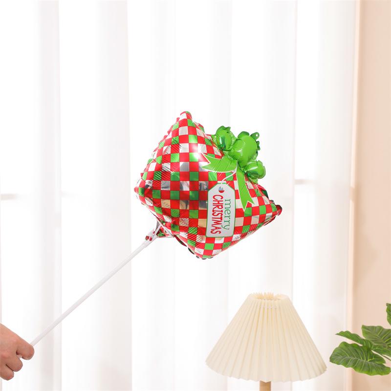 Santa Claus Christmas Decoration Balloons with Sticks and Small Gift Headbands for Kindergarten and Mall Scenes