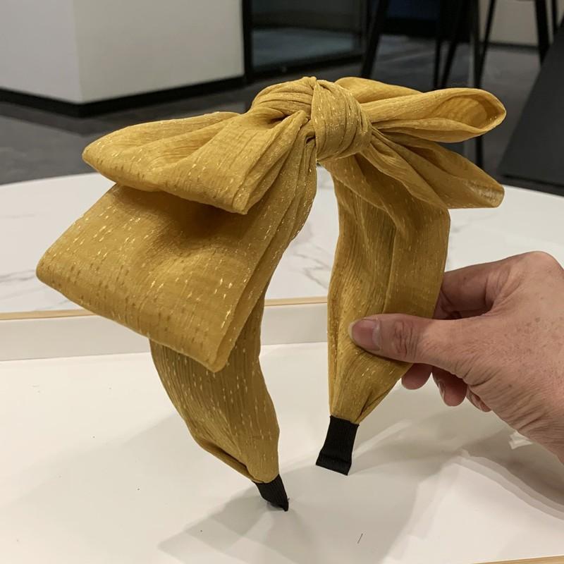 

Женские повязки на голову с большим бантом из сетчатого шифона для женщин, модные аксессуары для волос, обруч для волос для девочек, корейские головные уборы Size fits all