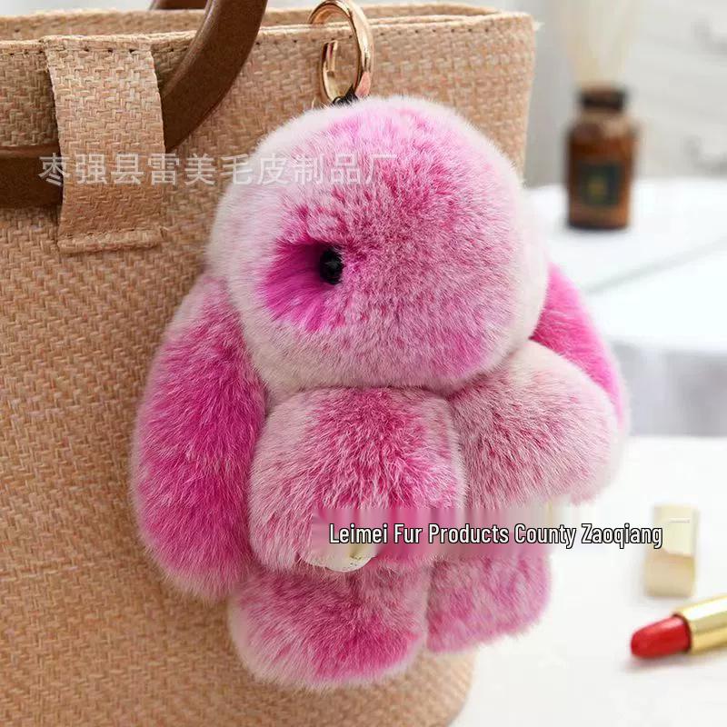 Rex Rabbit Fur Plush Keychain: Cute Rabbit Pendant Toy for Bag or Car