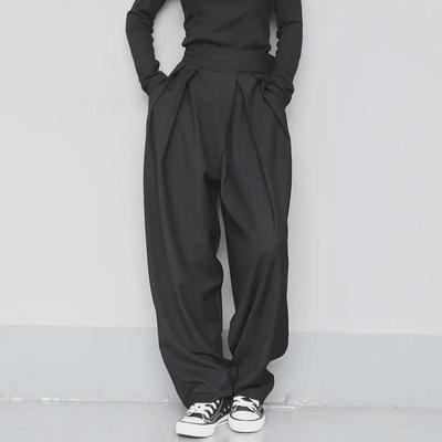 Loose-Fit Velcro Drape Trousers - Unisex Wide-Leg Casual Pants for Spring & Autumn