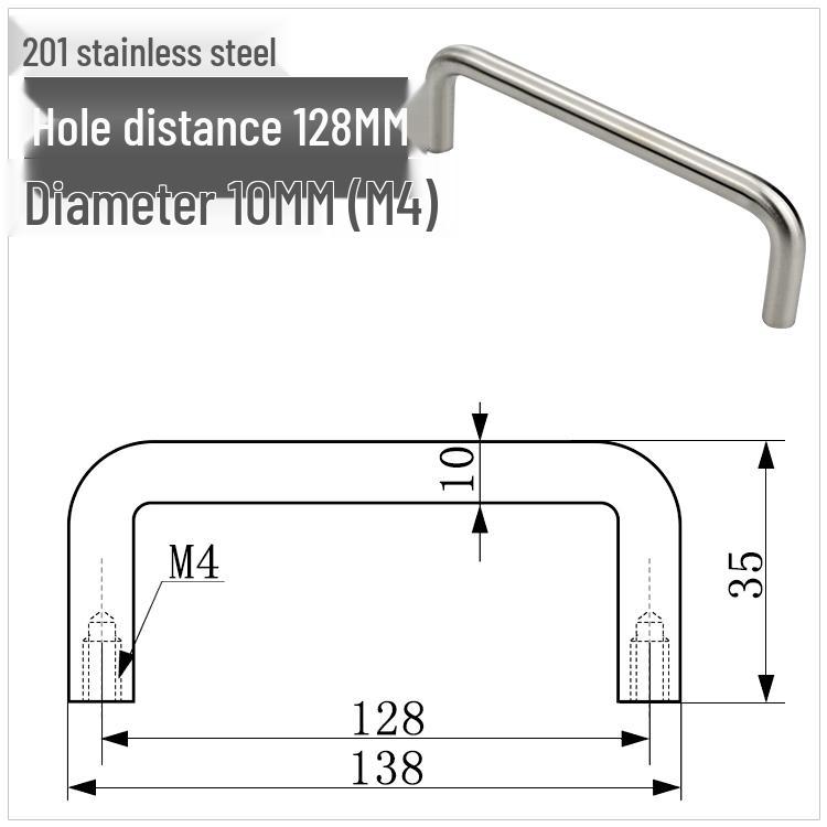 Maniglia a U per Armadio in Acciaio Inossidabile 304, Pomolo Rotondo in Acciaio al Carbonio Lucidato, disponibile nelle misure M3, M4, M5.