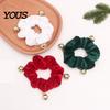 Holiday Ponytail Holders Christmas Velvet Hair Scrunchies with Bells, Elastic Ties for Retro Style Women Girls, Winter Festive Hairstyles Bands Thick