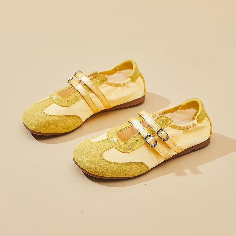 2025 Spring and Summer New Versatile Fashion Flat Casual Mary Jane Shoes Leather Double Buckle with Shallow Mouth Small Single Shoes Women