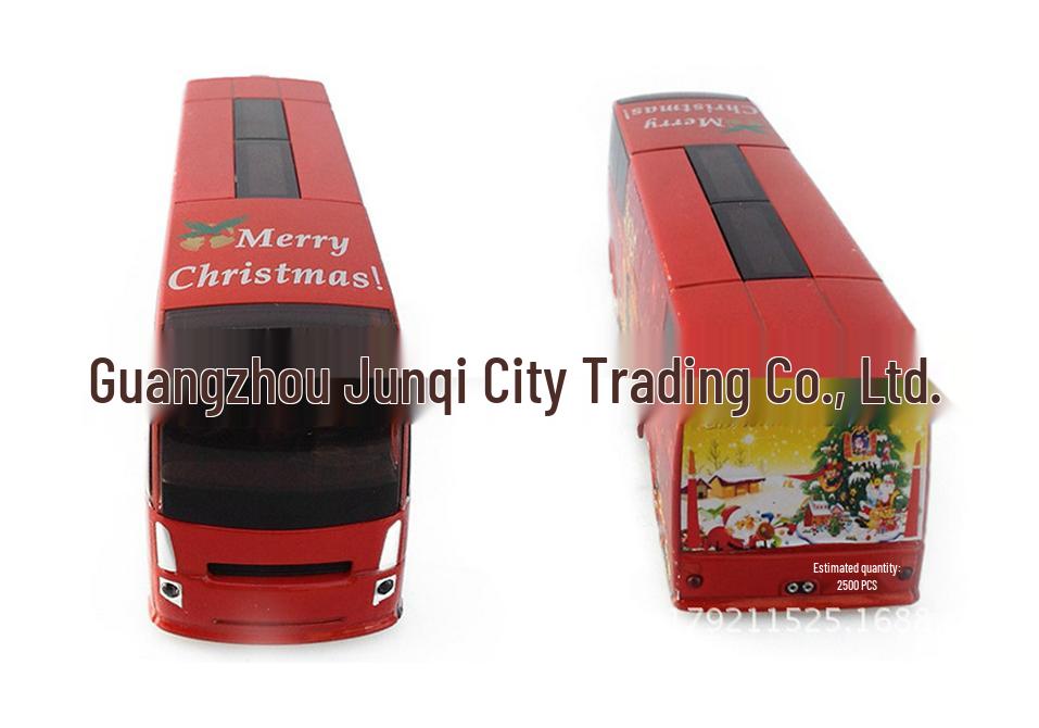 Christmas Edition 1:50 Sound & Light Pull-back Blue Alloy Bus Model Toy